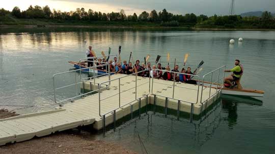 Pontile galleggiante Rotodock per Dragon Boat ex-cava Brescia