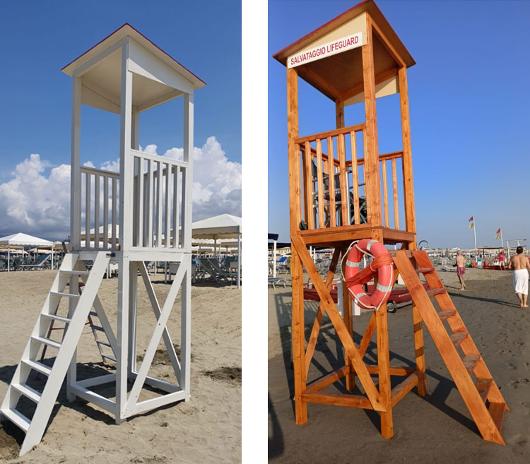 Torretta di avvistamento bagnini in legno per stabilimenti balneari