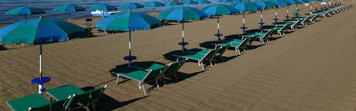 Beach umbrellas and sunbeds