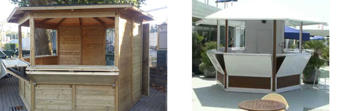 Wooden Bar Kiosks with Folding Doors